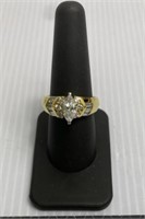 18k Gold CDNY Ring with marquise shaped stone