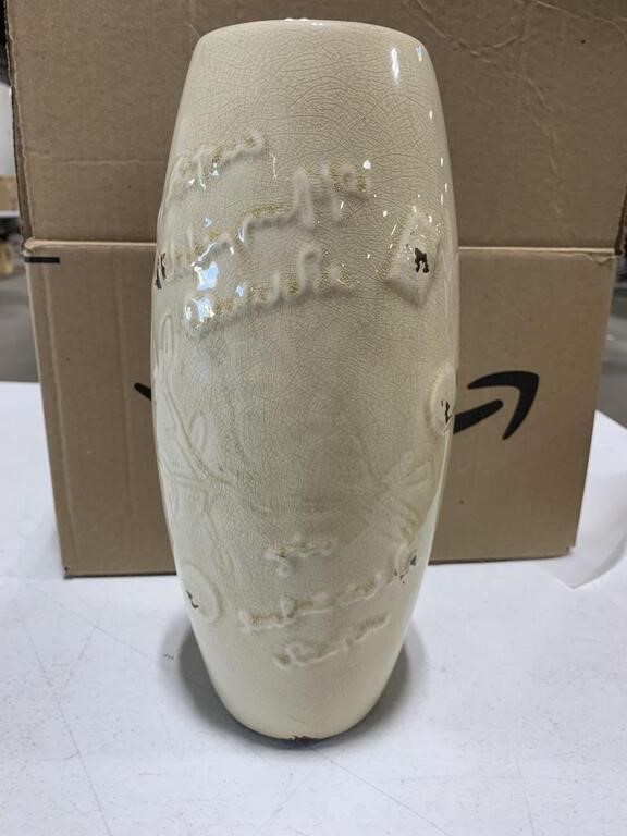 CERAMIC VASE, 11.75 X 3.5 IN.