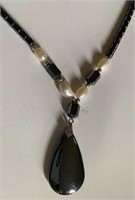 Vintage Marcasite Necklace -21" long w 1 1/4' drop