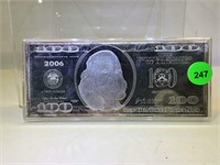 4 Troy Ounce .999 Fine Silver Bar - $100 Bill