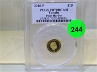 Gold PCGS PR-70 DCAM 2016-P Tuvalu 1/10 Ozt. .999