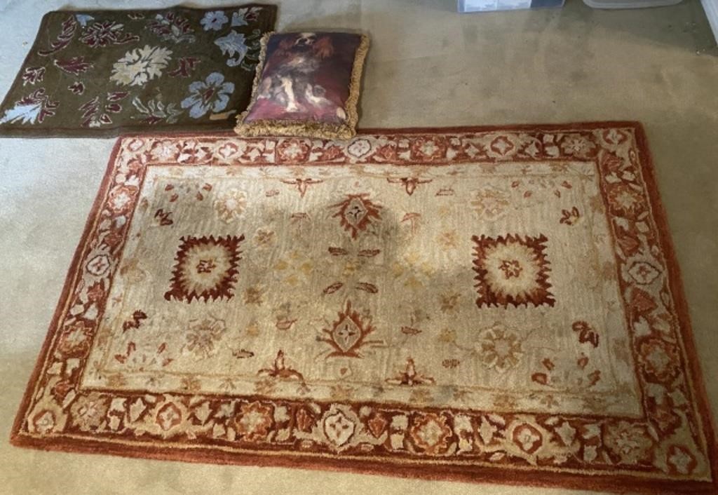 2 Rugs, 1 Throw Pillow