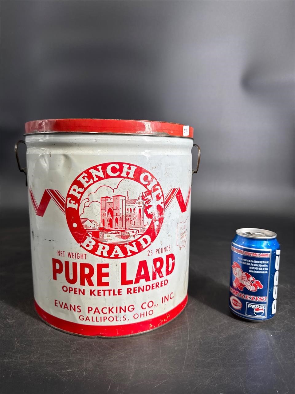 FRENCH CITY BRAND LARD TIN CAN GALLIPOLIS OHIO