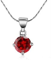 18k White Gold-pl. Round 3.00ct Ruby Necklace