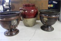 Copper/Brass with Lion Heads Urn/Pots