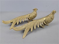Pair Of Vintage Brass Pheasants