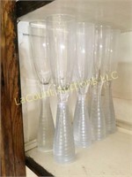 8 Champagne flutes heavy solid glass bases