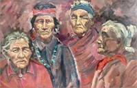 Native Americans Elders Acrylic On Hard Board