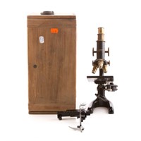 Bausch & Lomb microscope and wood case