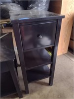 Black Storage Table w/Two Shelves & One Drawer
