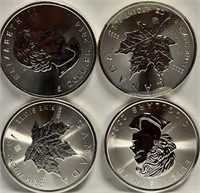 S - 4 COINS CANADA 1 OZ FINE SILVER EACH (D27)