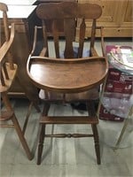 Old Walnut Wood High Chair