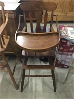 Old Walnut Wood High Chair