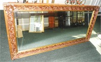 Vintage Wood Framed Beveled Mirror 54 x 26