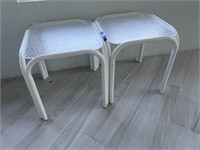 Pair of Plastic Patio Side Tables