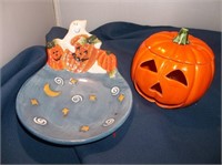 Halloween Dish & Tealight Pumpkin