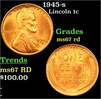 1945-s Lincoln Cent 1c Grades GEM++ Unc RD