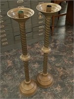 Tall Brass Floor Candlesticks - 36" tall