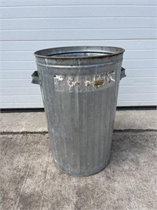 Galvanized trash can