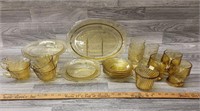 Amber Glass- (1) Cup, (3) Juice Glasses, (4) bowls