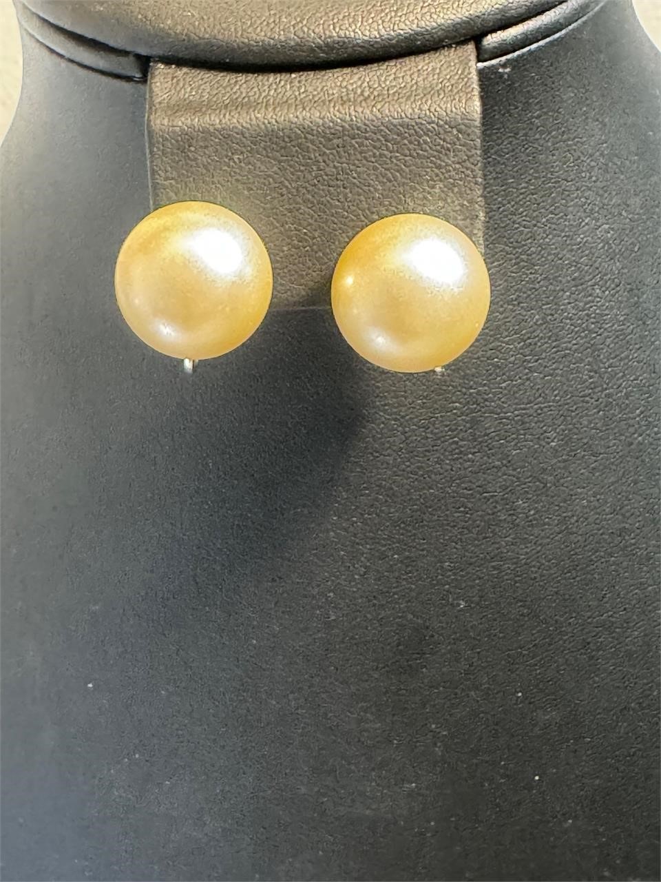 Trifari Clip On Earrings Faux Pearls