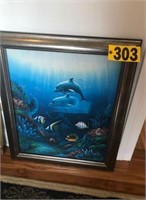 Lg. framed Lewis undersea painting NO SHIPPING