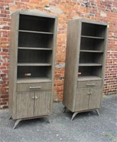 Pair of Modern Gray stained Bookcases