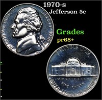 Proof 1970-s Jefferson Nickel 5c Grades GEM++ Proo