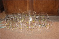 Pineapple Punch Bowl Ice Bucket Glass Set