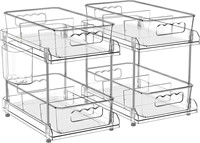 2 Tier Clear Organizer with Dividers - 2 Pack