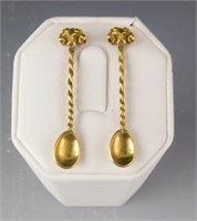 Lot # 4053 - (2) Tested 18k gold salt spoons: