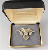 Lot # 4047 - Sterling silver big horn ram tie