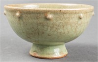 Chinese Longchuan Style Celadon Pedestal Cup