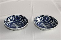 Pair of Blue and White Porcelain Dish