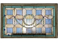 Lg Antique Textured & Stained Glass Window