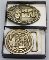 S: RED MAN TOBACCO & OTHER BRASS BELT BUCKLES