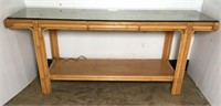Bamboo Sofa Table with Glass Top