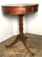 Drum Table with Metal Capped Claw Feet & One