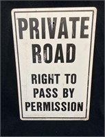 "Private Road" Metal Sign