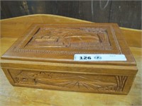 TEAK WOOD ORIENTAL BOX.   10W  7D   3H  CLEAN