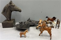 Bronze Horse Bust, Wood, Cast Iron horses