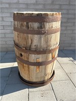 Wood Barrel w Metal Bands