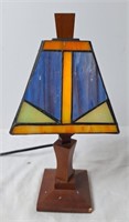 Stained Glass Accent Lamp w/Wood Base