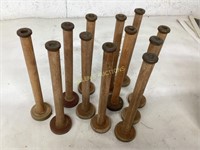 12 WOODEN BOBBINS