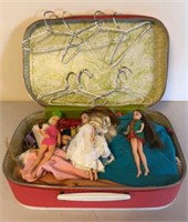 Barbie Dolls, Clothes and Suite Case