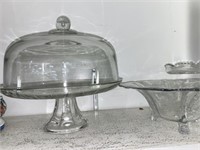 Pattern Glass Cake Stands with Center Bowls