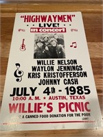 1985 Highwaymen Concert Poster