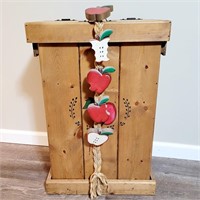 Handmade Wooden Trash Bin & Apple Decor