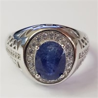 $300 Silver Rhodium Plated Sapphire(3ct) Men'S Rin