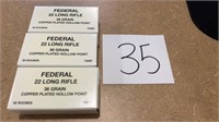 3 Boxes of Federal black pack 22 long rifle
 36